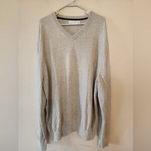 Nautica Knit Sweater v neck cream with green size xxl